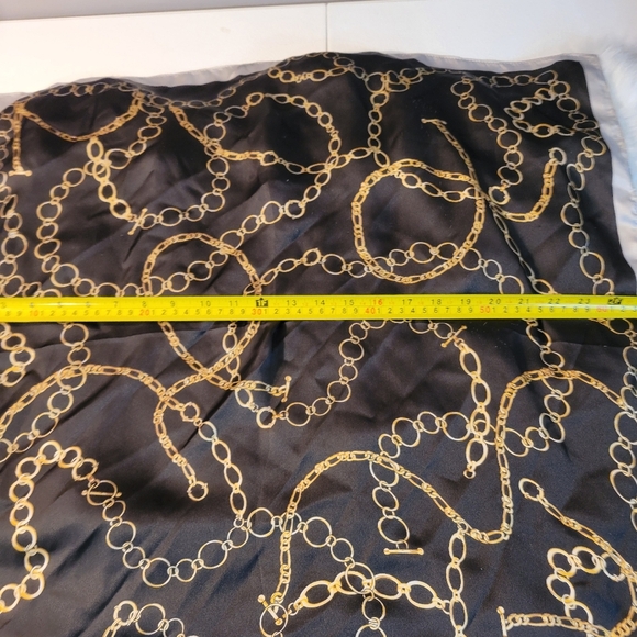 Black and Gold Chain Print Scarf 25x25 - Picture 3 of 5